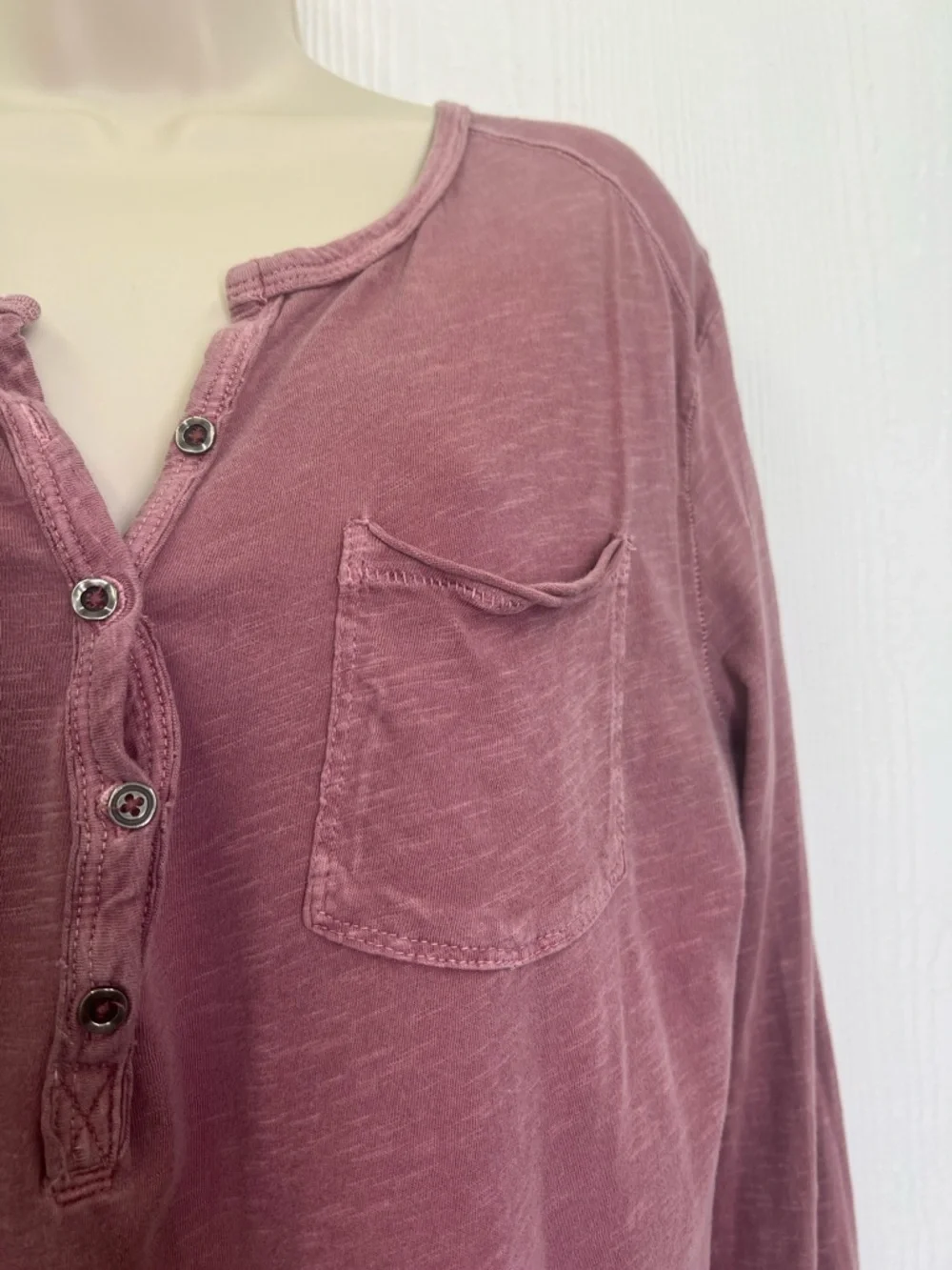 Free People - Frontier Slub Pocket Henley Long Sleeve Lightweight Top Size XS